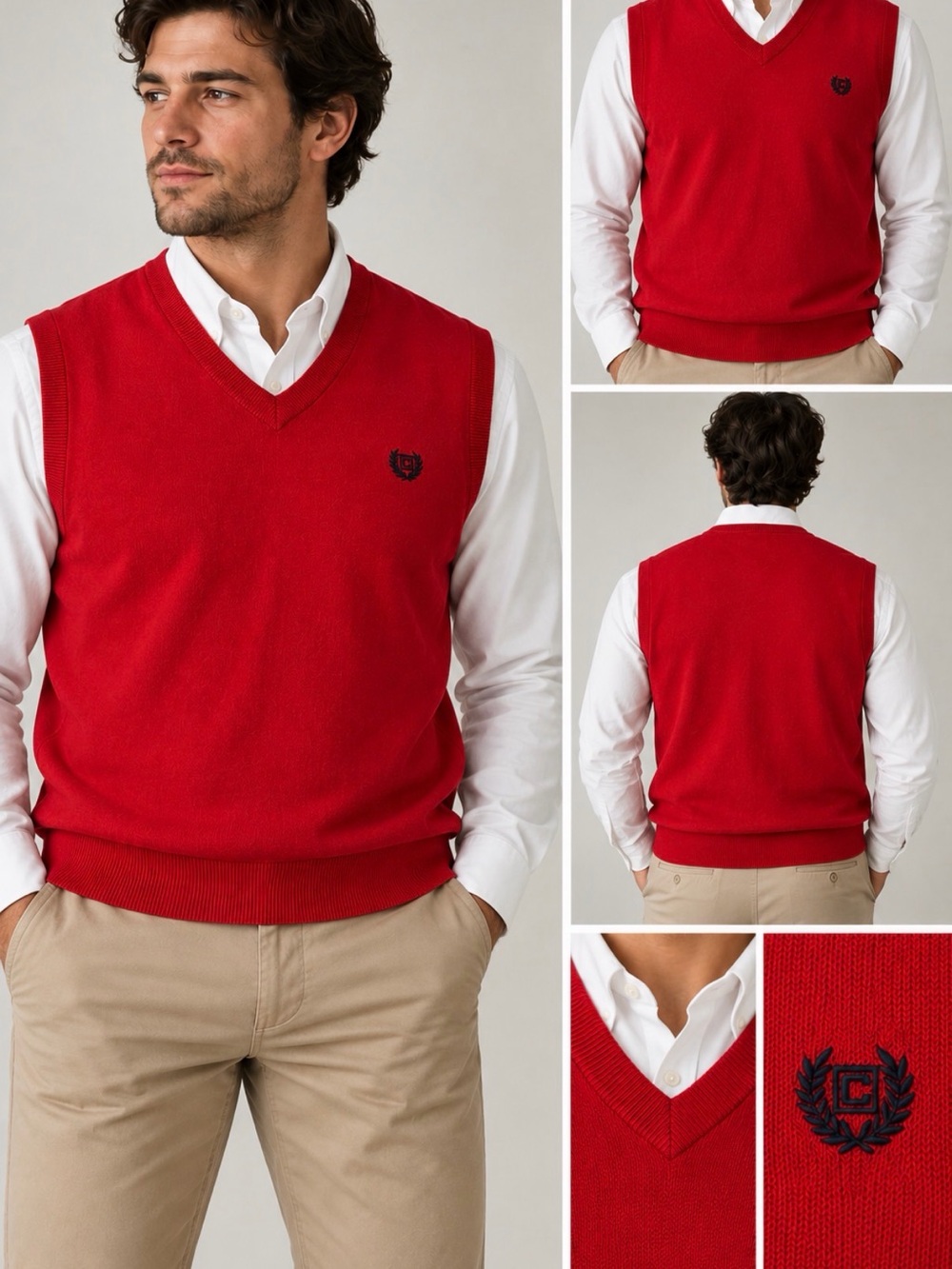 Chaps Men’s XL Red V-Neck Sweater Vest NWT Classic Preppy Layering